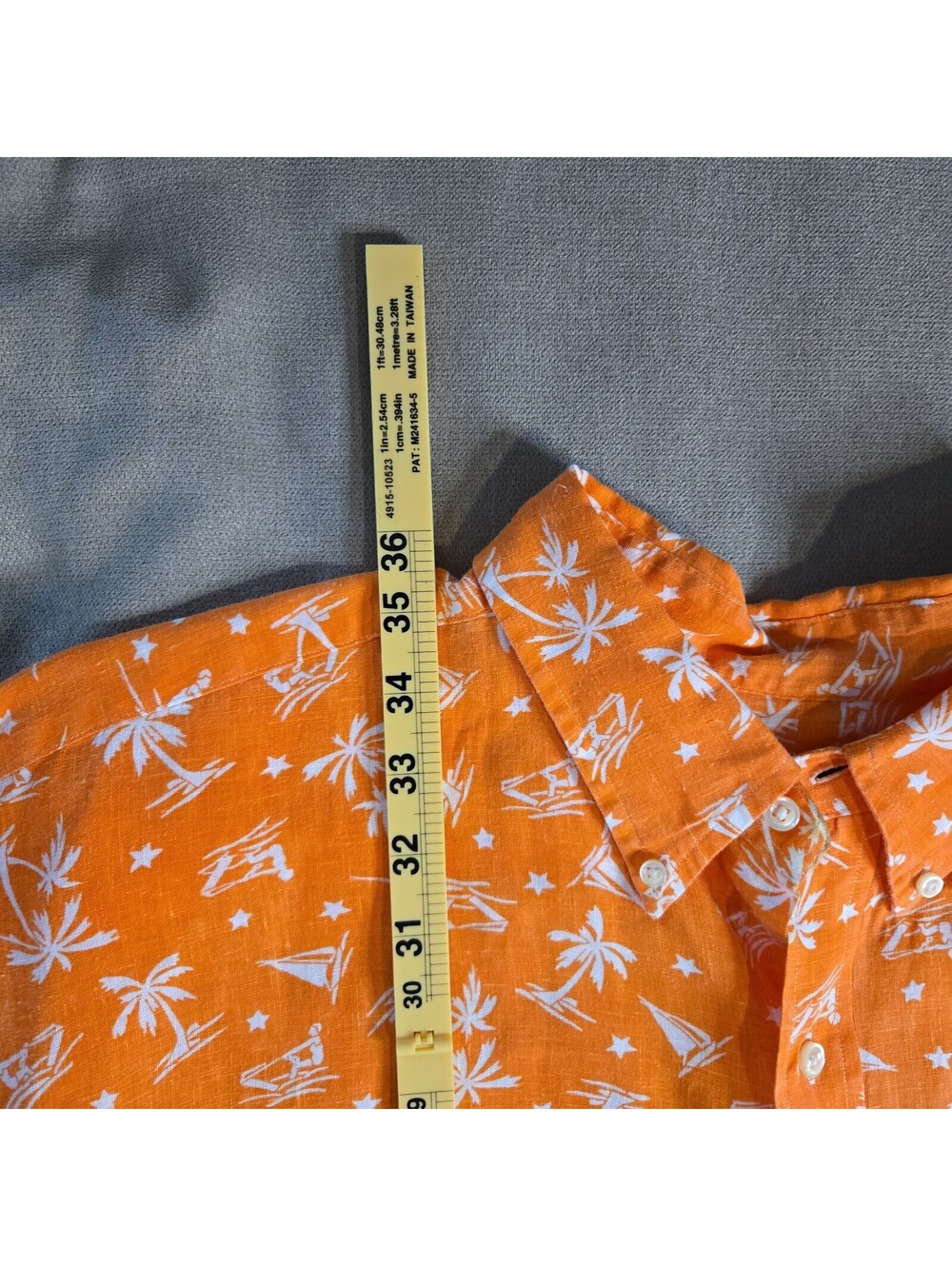 Ralph Lauren Shirt Men 2XLT Linen Orange Floral Camp Hawaiian Half Button Down - Picture 4 of 6